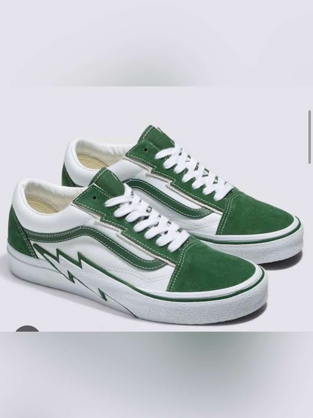 Vans Green and White Lightning Bolt Low-Top Skate Shoes